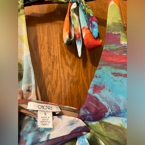 Cache Y2K Boho Chic Vintage Multicolor Halter Top Size Small - Picture 5 of 6